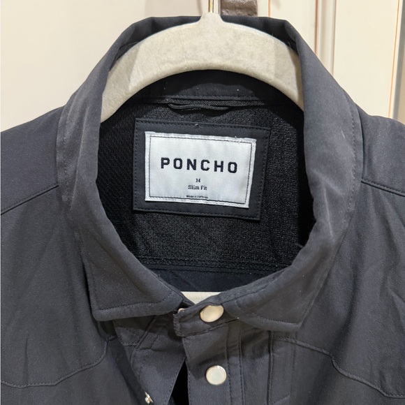Poncho Western Solid Button Up Shirt M Slim Fit - Picture 2 of 6